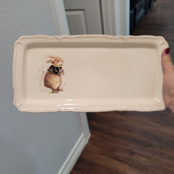 Vintage Spring Rae Dunn By Magenta Paris Rabbit Tray Rare READ Charming Cottage - Picture 1 of 9